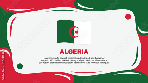 Algeria Flag Abstract Background Flat Design Template. Algeria Independence Day Banner Wallpaper Vector Illustration. Algeria Illustration