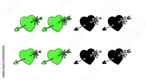 Photos Green and black heart shapes pierced.