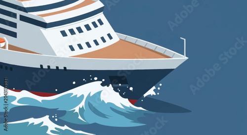 Bild auf Leinwand Cruise ship sailing through ocean waves.