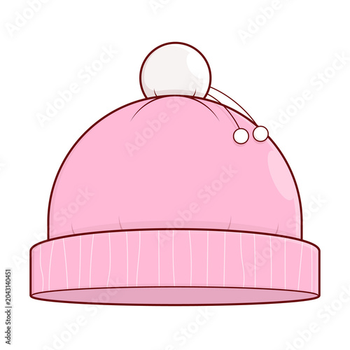 Pink Beanie Hat With Pom Pom illustration cartoon cute