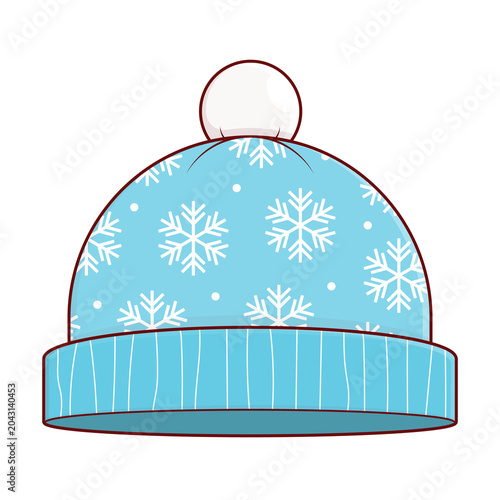 Blue Beanie Hat with Snowflakes illustration cartoon cute
