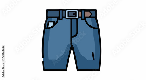 A cartoon of blue jeans with a belt and pockets