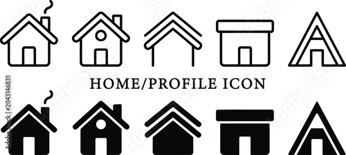 Web home icon set for websites and apps. Simple house symbol. 