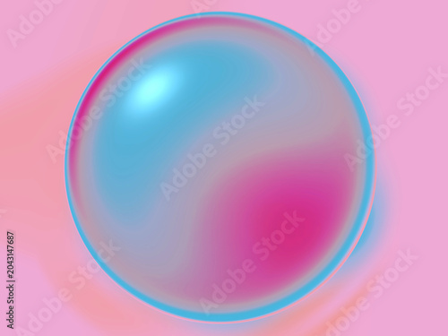 Abstract Glossy Gradient Sphere with Pink Blue and Purple Pastel Colors