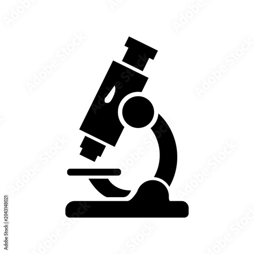 Schilderij op canvas Icon of a laboratory optical microscope used for inspecting viral pathogens