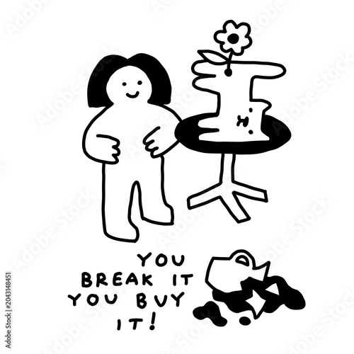 Fotografi Edgy Brutalist Doodle: You Break It You Buy It Art