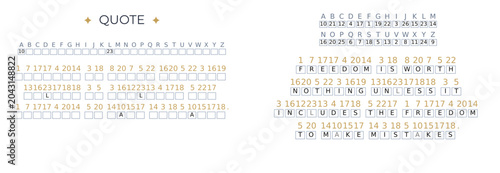Famous Quote Cryptogram Puzzle with Solution Vector: 