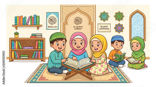 Tableau sur toile children reciting Holy Quran