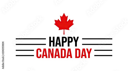 Happy canada day graphic with maple leaf patriotic holiday celebration design