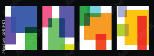 Bilde på lerret Minimalist Bauhaus Geometric Poster Template Set, Abstract Colorful Overlapping