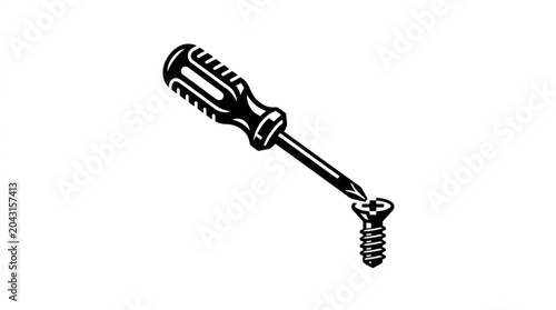 Bilde på lerret Screwdriver and Screw Illustration.