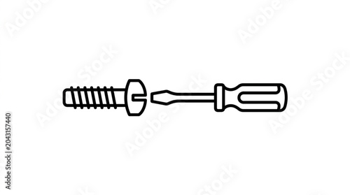 Slika na platnu Screwdriver and Screw Line Art Icon.