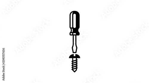 Tableau sur toile Screwdriver Fastening Screw Isolated White Background.