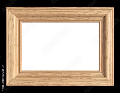 Wooden picture frame isolated on black.
