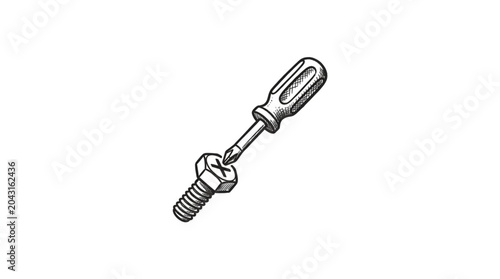 Quadro em tela Screwdriver Turning a Bolt.