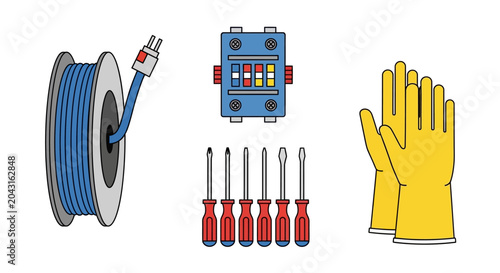 Yellow rubber protective work gloves.