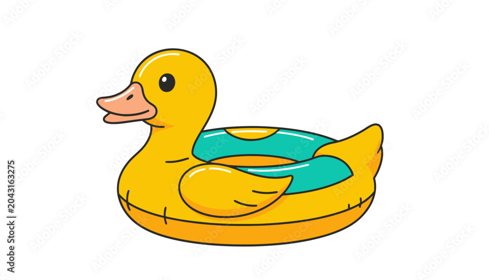 Fototapeta premium Inflatable yellow rubber duck pool toy.