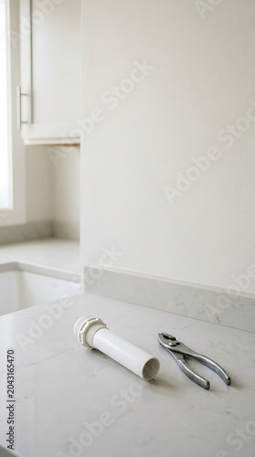 Sink tailpiece repair background isolated on a clean white background
