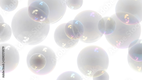 Konstfotografi Full frame iridescent soap bubbles transparent PNG 3D render