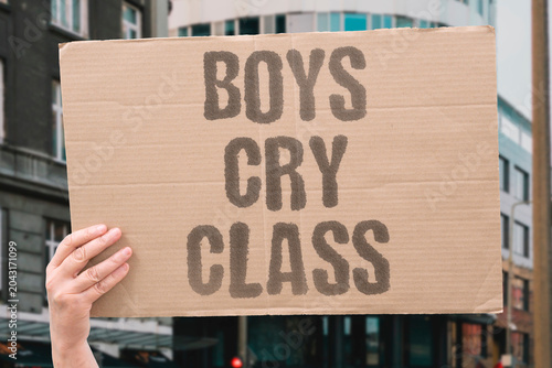 Cuadro en lienzo "Boys cry class" Male student weeps openly at school