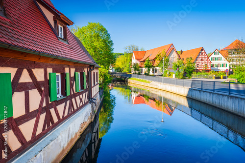 Tablou pe pânză Hersbruck, Germany. Half-timbered houses small town in Bavaria.