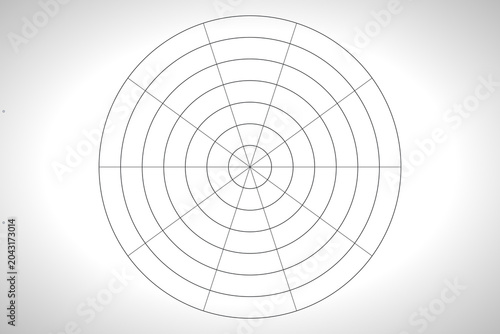 Empty radar chart with concentric circles in minimal design  