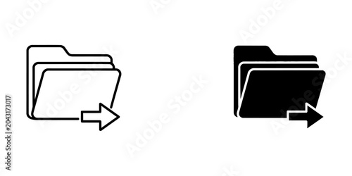 Folder move and export icon set with directory transfer interface management