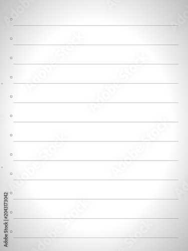 Blank paper sheet with lines for writing notes or lists  