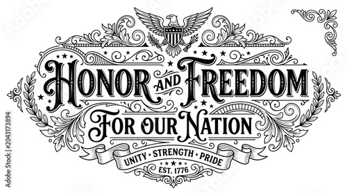 Bild auf Leinwand Honor and Freedom for Our Nation: USA patriotic emblem with eagle and stars