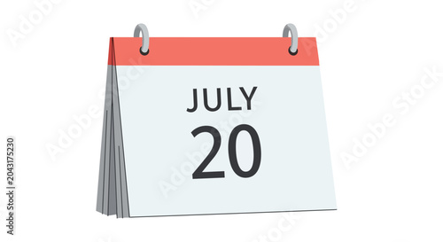 July 20 Calendar Page Illustration for Planning and Scheduling