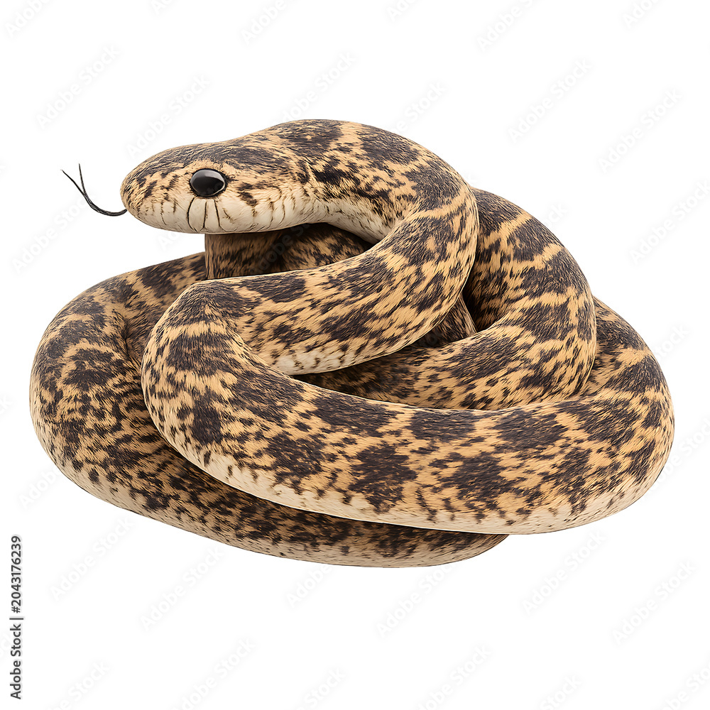 Obraz premium Coiled Snake Isolated on White Background