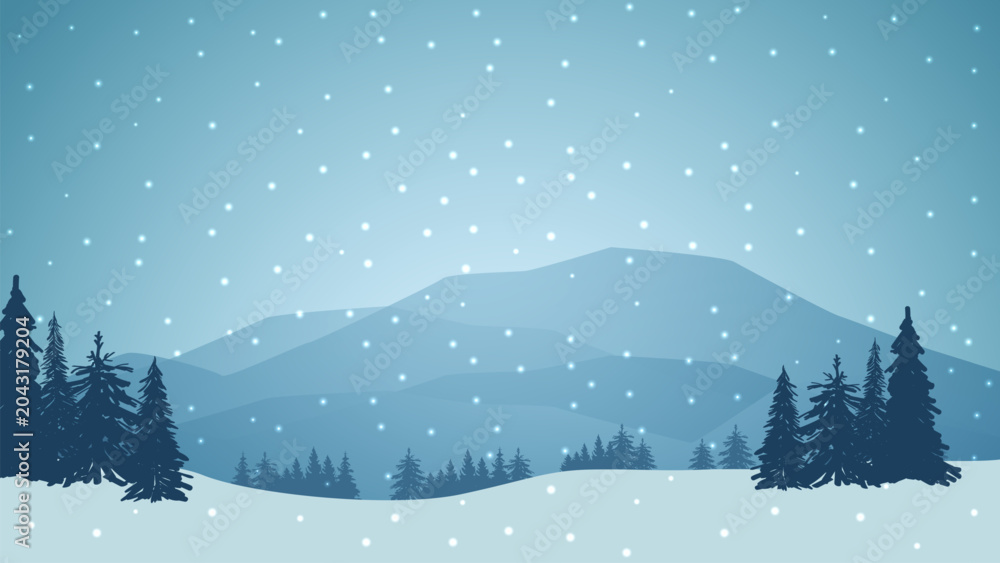 Fototapeta premium vector illustration of a winter landscape
