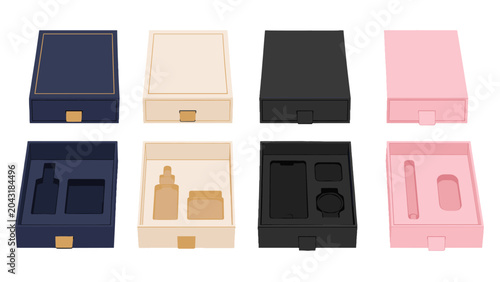 Obraz na płótnie Set of luxury gift boxes with custom insert compartments