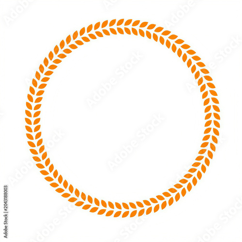 orange laurel wreath on white background circle