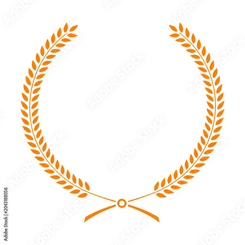 laurel wreath vector illustration orange symbol award
