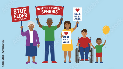 Diverse Group Raising Awareness Against Elder Mistreatment