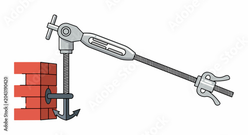 Mechanical device attached to brick wall with anchor