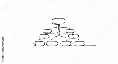 A stylized, hand-drawn organizational chart with interconnected nodes on a white background