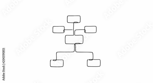 Abstract flowchart with interconnected rectangular boxes on a white background