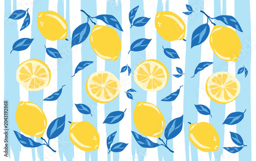 Vintage seamless Sicily Italian poster, Amalfi, hand-drawn summer Mediterranean painting, yellow lemon illustration, Sicilian lemon design, summer poster and vector set, Summer citrus fruit design