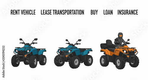 Five service options above three all-terrain vehicles
