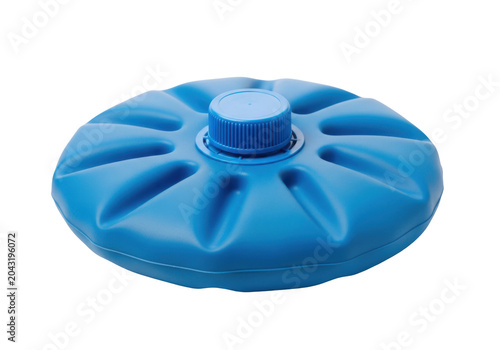 A blue rubber ice pack for cold therapy isolated on transparent background