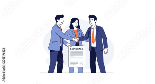 Business people signing a contract agreement.