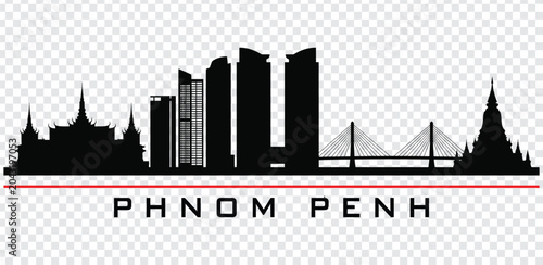 Photos Phnom penh city skyline silhouette vector illustration