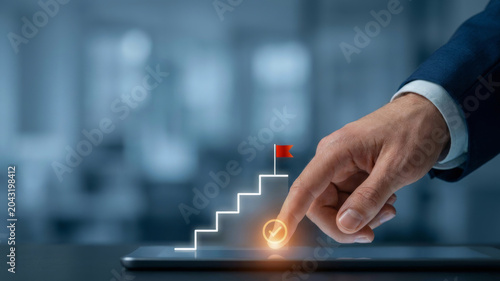 Corporate achievement milestone success growth goal progress career business success strategy. Leadership strategy management. goal objective success, growth progress performance, motivation