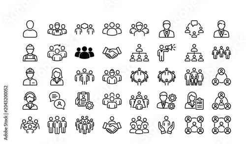 Konstfotografi People and community outline icon collection vector set