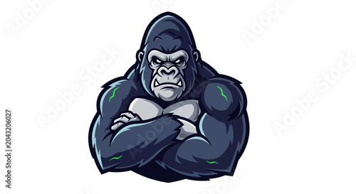 Photography Cartoon gorilla with crossed arms portrait.
