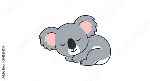 Schilderij op canvas Cute Koala Sleeping Peacefully Alone.