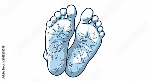 Stylized illustration of two bare feet, soles facing upwards