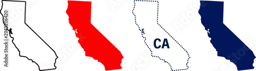 Konstfotografi California state map outlines in various styles for design use